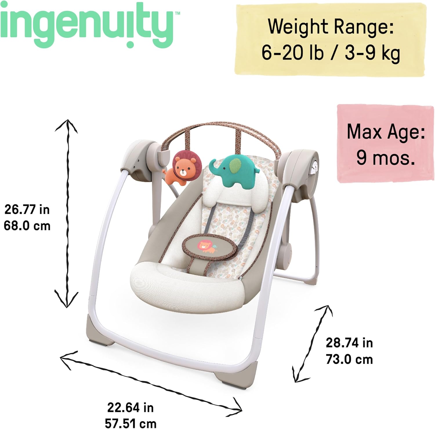 Ingenuity™ Soothe 'n Delight Portable Swing™ - Cozy Kingdom™ - Premium for Kids in Qatar | Toysaro.com