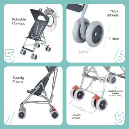 JET - ULTRA LIGHT WEIGHT/COMPACT FOLD BUGGY STROLLER (RED) MOON - Premium for Kids in Qatar | Toysaro.com