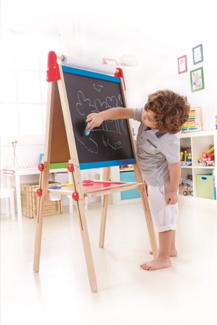 Hape Magnetic All - in - 1 Double Sided Standing Easel - Premium for Kids in Qatar | Toysaro.com