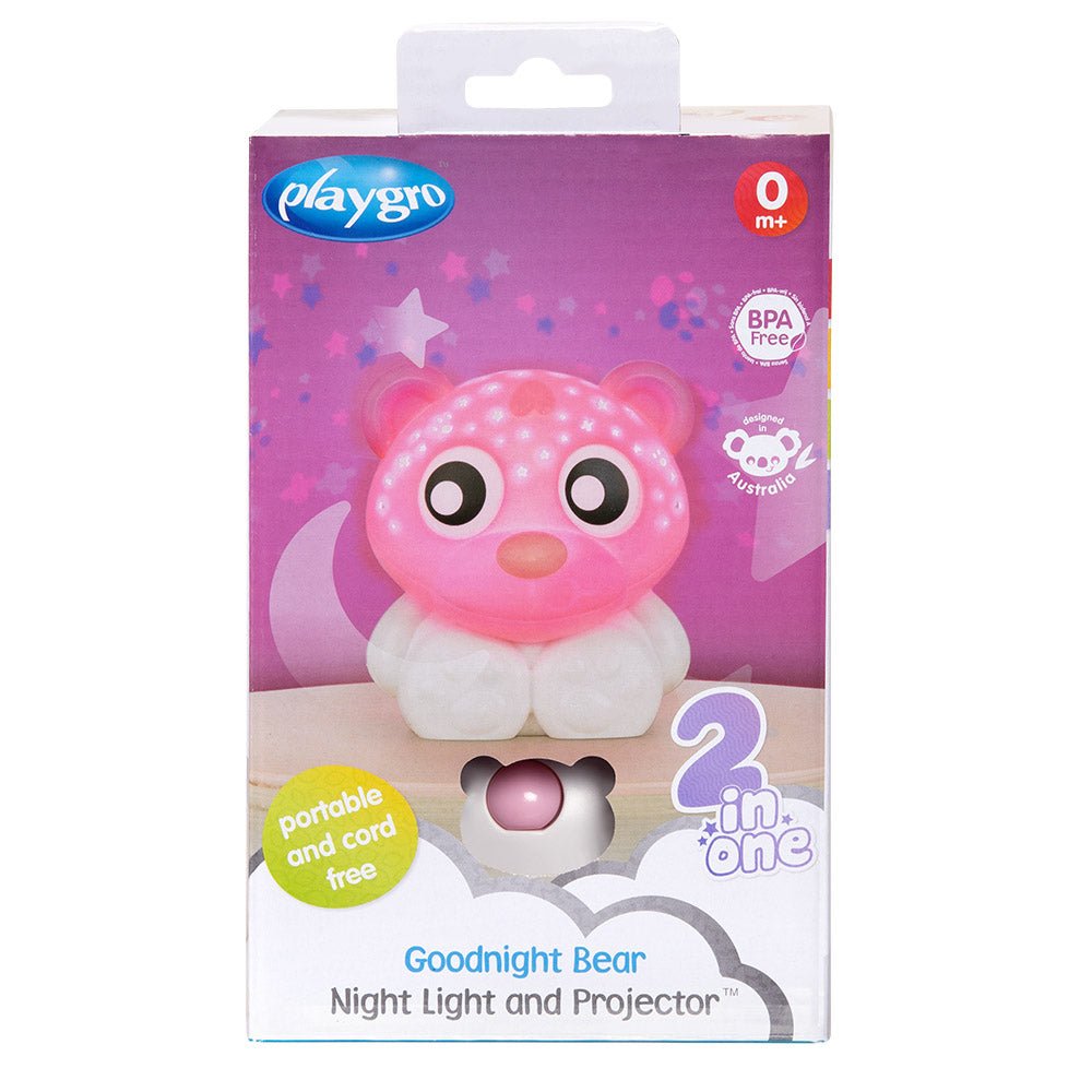 playgro Goodnight Bear Night Light and Projector (Pink and White) - Premium for Kids in Qatar | Toysaro.com