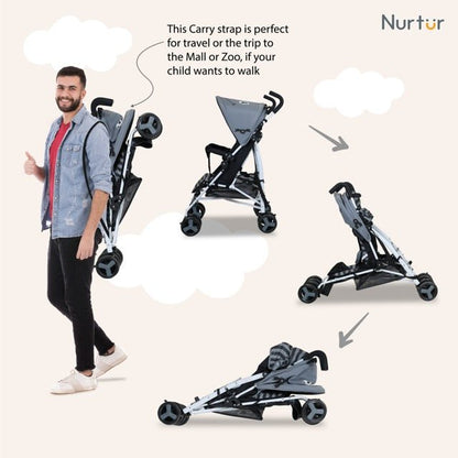 Nurtur Luca Character Baby/Kids Lightweight Stroller 0 36 Months, Storage Basket, Detachable Bumper, 5 Point Safety Harness, Compact Design with shoulder strap - Premium for Kids in Qatar | Toysaro.com