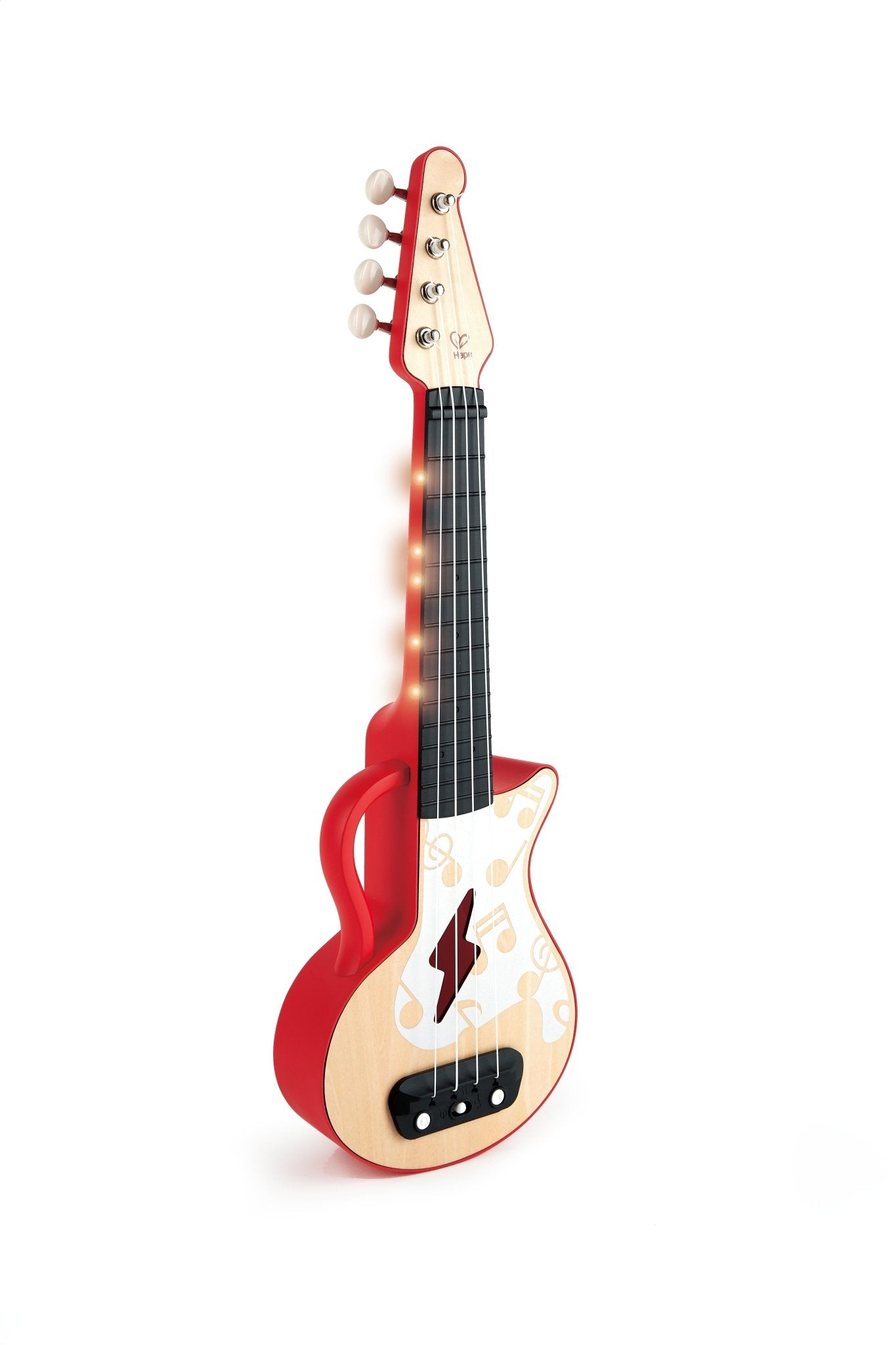 Hape Learn with Lights Electric Ukulele Wooden Instrument Red - Premium for Kids in Qatar | Toysaro.com
