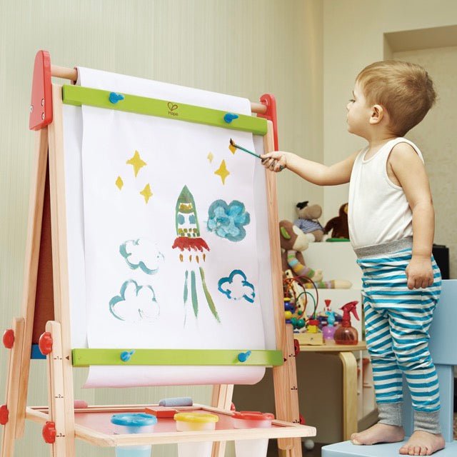 Hape Magnetic All - in - 1 Double Sided Standing Easel - Premium for Kids in Qatar | Toysaro.com
