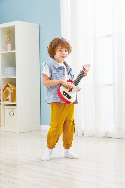 Hape Learn with Lights Electric Ukulele Wooden Instrument Red - Premium for Kids in Qatar | Toysaro.com
