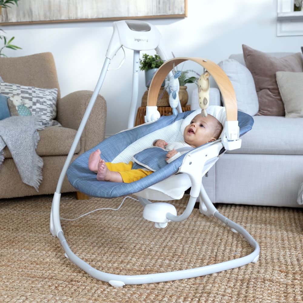Ingenuity™ SimpleComfort™ Compact Soothing Swing - Chambray - Premium for Kids in Qatar | Toysaro.com