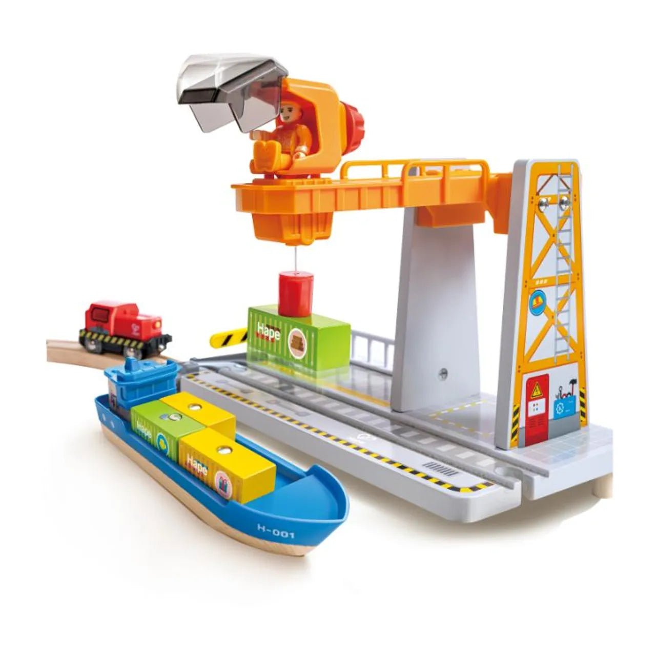 Hape Sea & Rail Cargo Transport Train and Railway Set 38pcs - Premium for Kids in Qatar | Toysaro.com