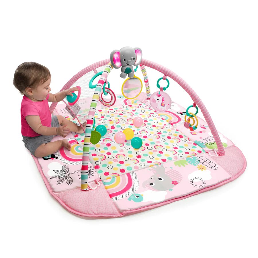 Bright Starts 5 - in - 1 Your Way Ball Play Activity Gym & Ball Pit - Rainbow Tropics - Premium for Kids in Qatar | Toysaro.com