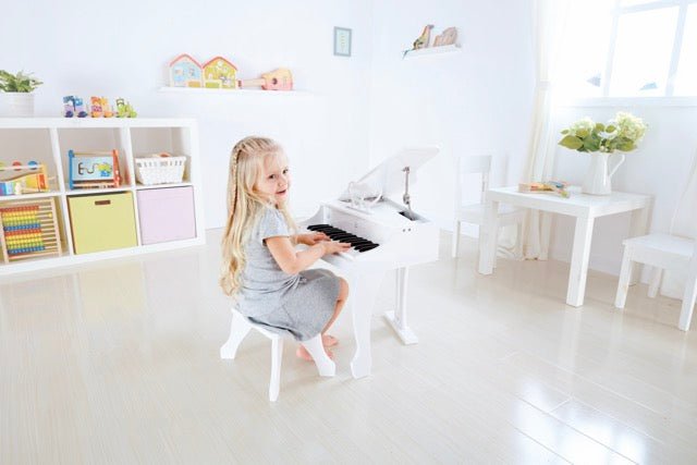Hape Music Deluxe Grand Piano White 3pcs - Premium for Kids in Qatar | Toysaro.com