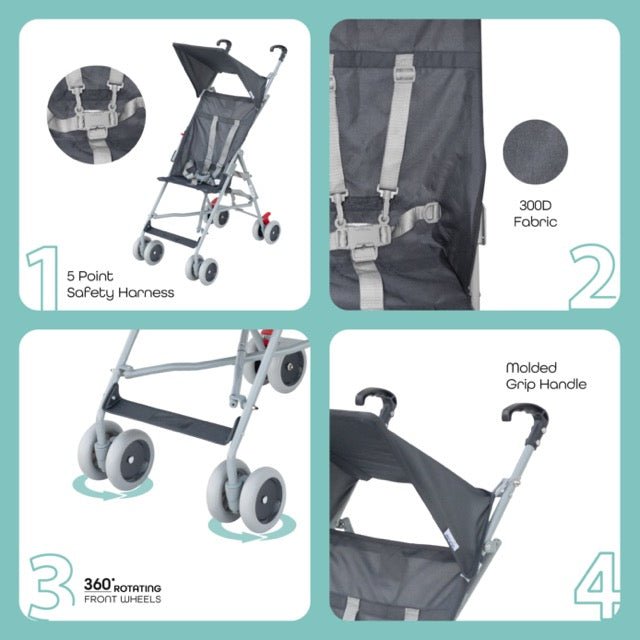 JET - ULTRA LIGHT WEIGHT/COMPACT FOLD BUGGY STROLLER (RED) MOON - Premium for Kids in Qatar | Toysaro.com