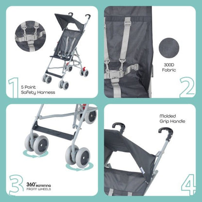 JET - ULTRA LIGHT WEIGHT/COMPACT FOLD BUGGY STROLLER (RED) MOON - Premium for Kids in Qatar | Toysaro.com