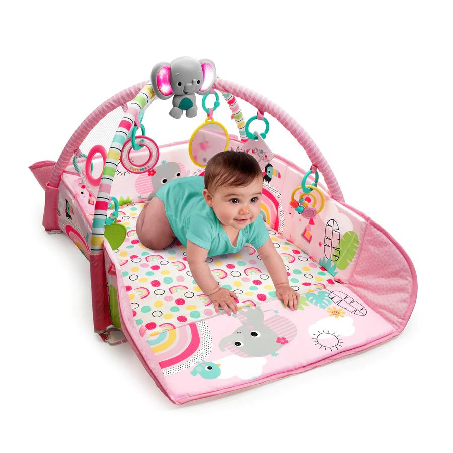 Bright Starts 5 - in - 1 Your Way Ball Play Activity Gym & Ball Pit - Rainbow Tropics - Premium for Kids in Qatar | Toysaro.com