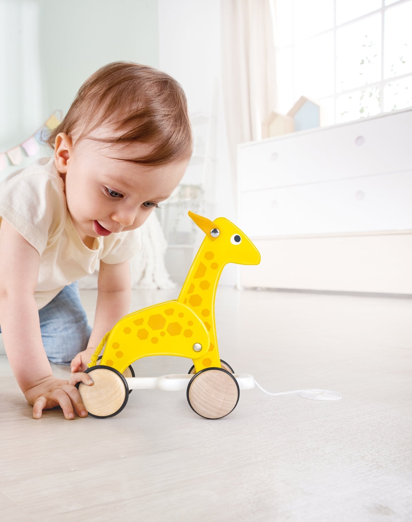 Hape Push and Pull Giraffe Wooden Pull Along Toy - Premium for Kids in Qatar | Toysaro.com