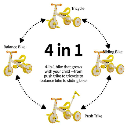 B.DUCK 2 in one Tricycle and Balance Bike with handle bar, 2310, Yellow - Premium for Kids in Qatar | Toysaro.com