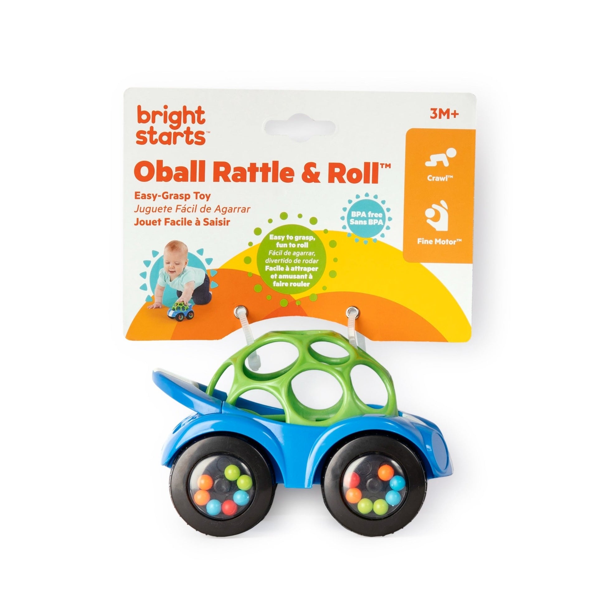 Bright Starts™Rattle & Roll™ Toy - red + blue - Premium for Kids in Qatar | Toysaro.com