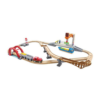 Hape Sea & Rail Cargo Transport Train and Railway Set 38pcs - Premium for Kids in Qatar | Toysaro.com