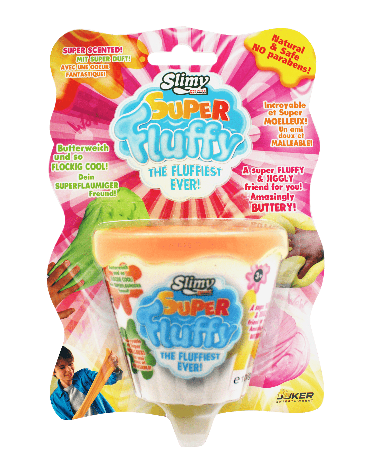 SUPER FLUFFY SLIMY on BLISTERCARD 100 gr. pink, yellow, orange and green - Premium for Kids in Qatar | Toysaro.com