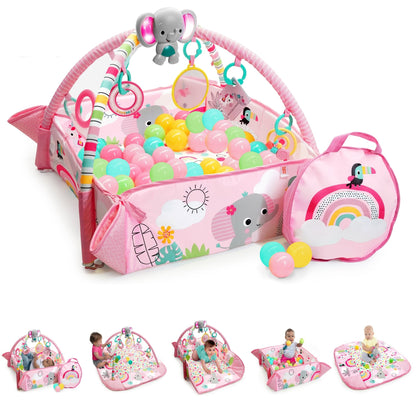 Bright Starts 5 - in - 1 Your Way Ball Play Activity Gym & Ball Pit - Rainbow Tropics - Premium for Kids in Qatar | Toysaro.com