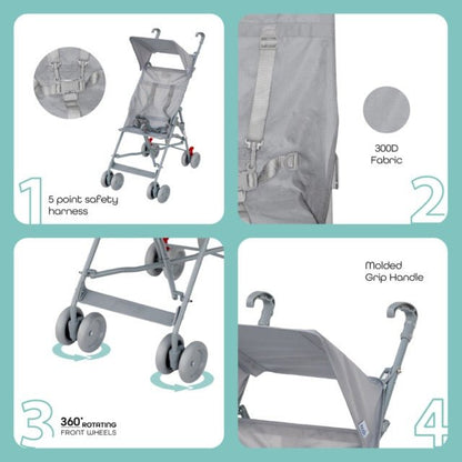 JET - ULTRA LIGHT WEIGHT/COMPACT FOLD BUGGY STROLLER (LIGHT BLUE) MOON - Premium for Kids in Qatar | Toysaro.com