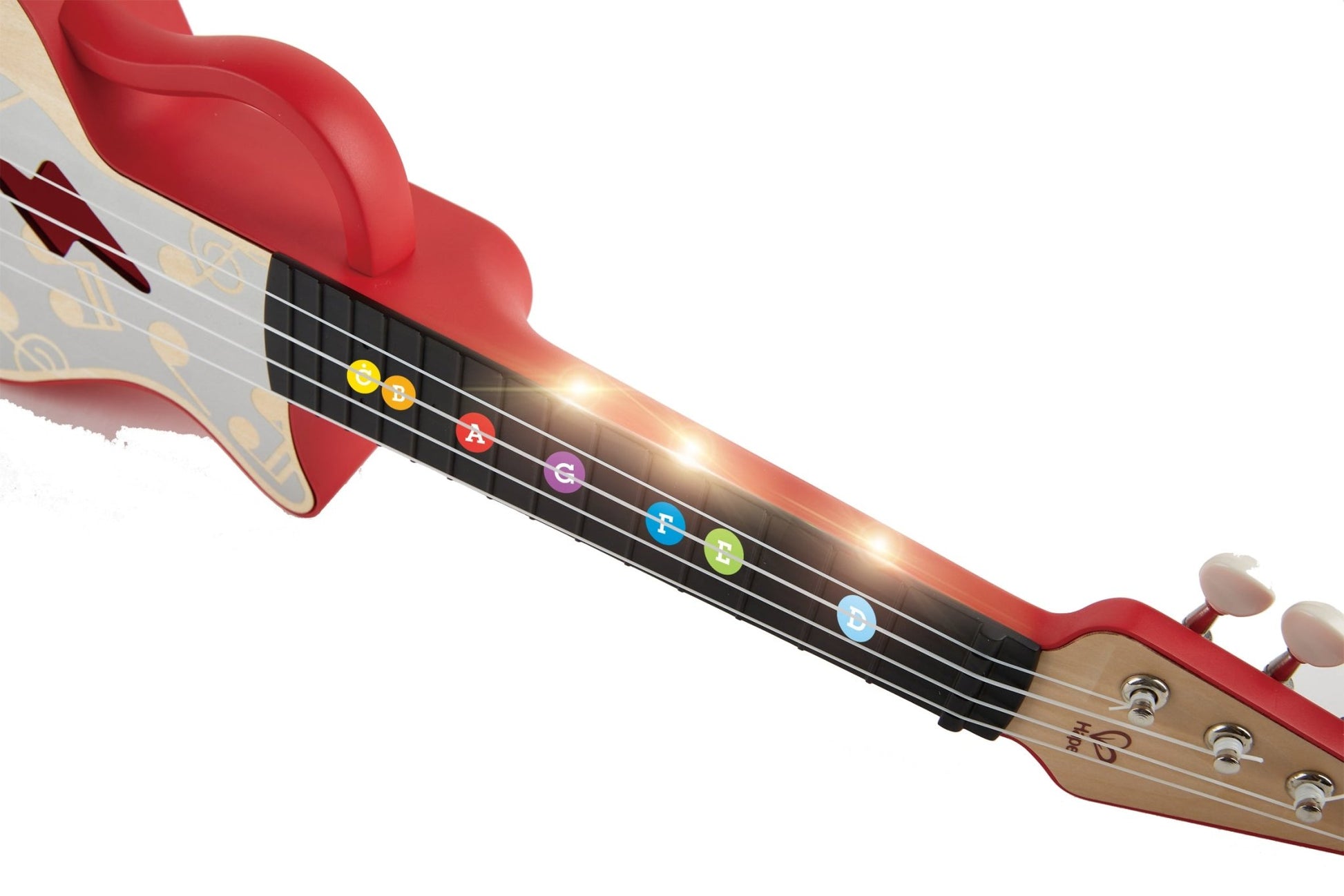 Hape Learn with Lights Electric Ukulele Wooden Instrument Red - Premium for Kids in Qatar | Toysaro.com