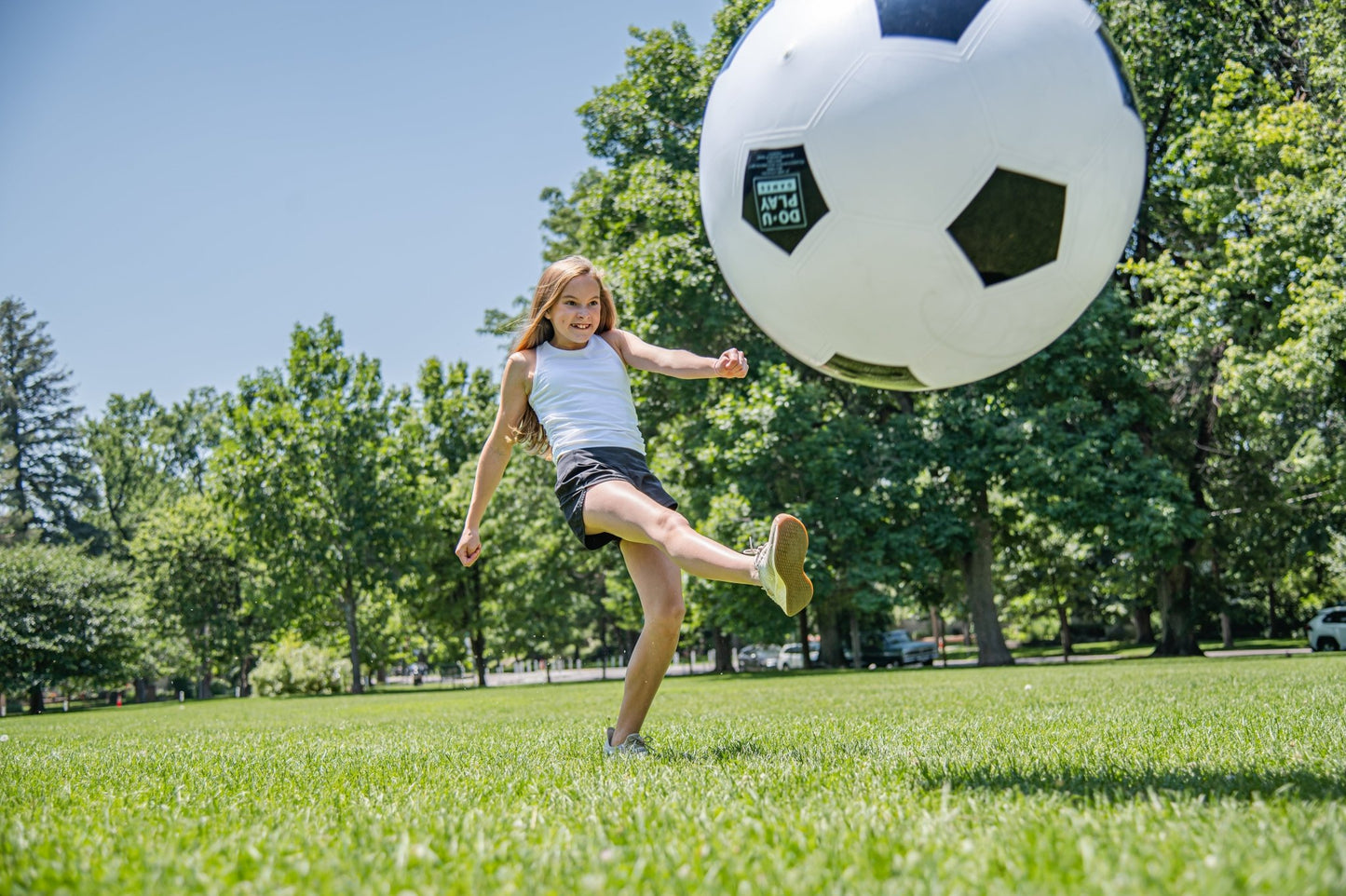 Hape 30" Jumbo & High Bounce Soccer Football w/ Air Pump - Premium for Kids in Qatar | Toysaro.com