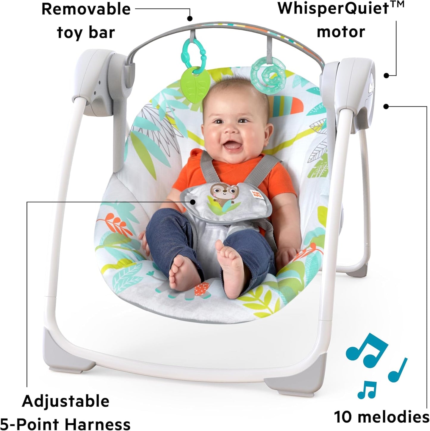 Bright Starts Rainforest Vibes Portable Swing - Premium for Kids in Qatar | Toysaro.com