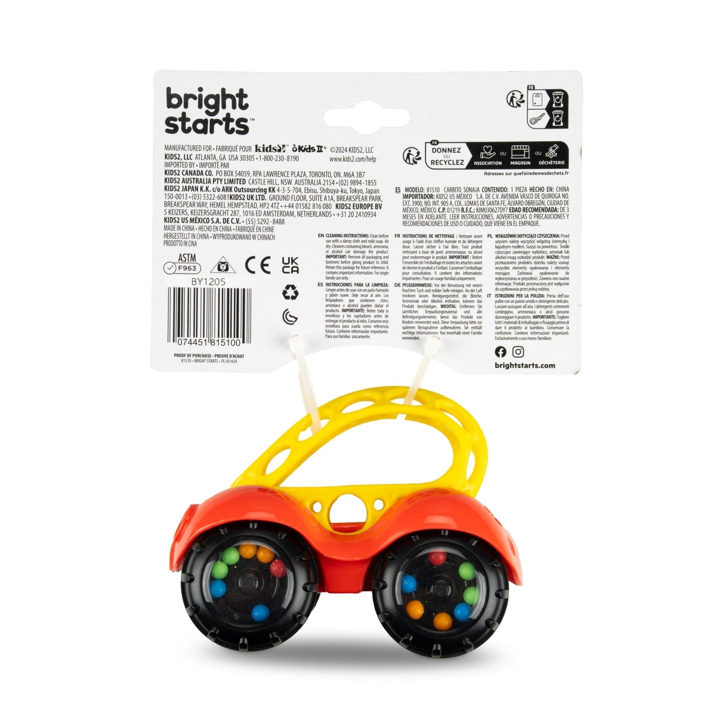 Bright Starts™Rattle & Roll™ Toy - red + blue - Premium for Kids in Qatar | Toysaro.com