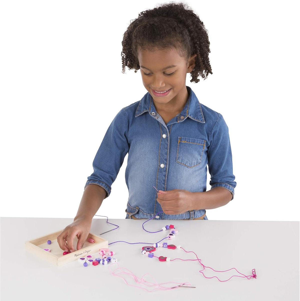 Melissa and Doug Shimmering Hearts Wooden Bead Set - Premium for Kids in Qatar | Toysaro.com