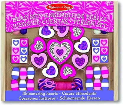 Melissa and Doug Shimmering Hearts Wooden Bead Set - Premium for Kids in Qatar | Toysaro.com