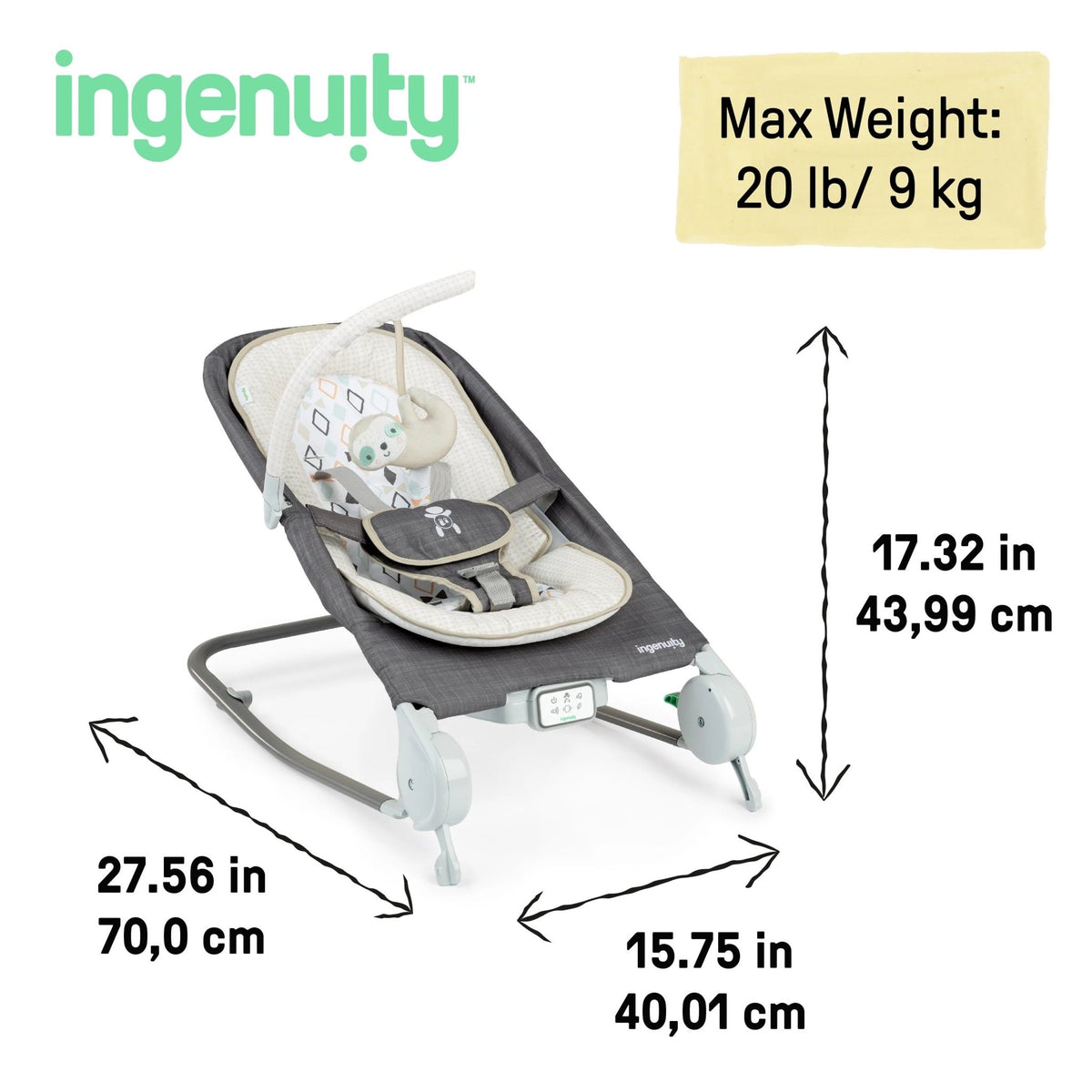 Ingenuity™Happy Belly™ Rock - to - Bounce Massage Seat - Parker™ - Premium for Kids in Qatar | Toysaro.com