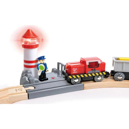 Hape Sea & Rail Cargo Transport Train and Railway Set 38pcs - Premium for Kids in Qatar | Toysaro.com