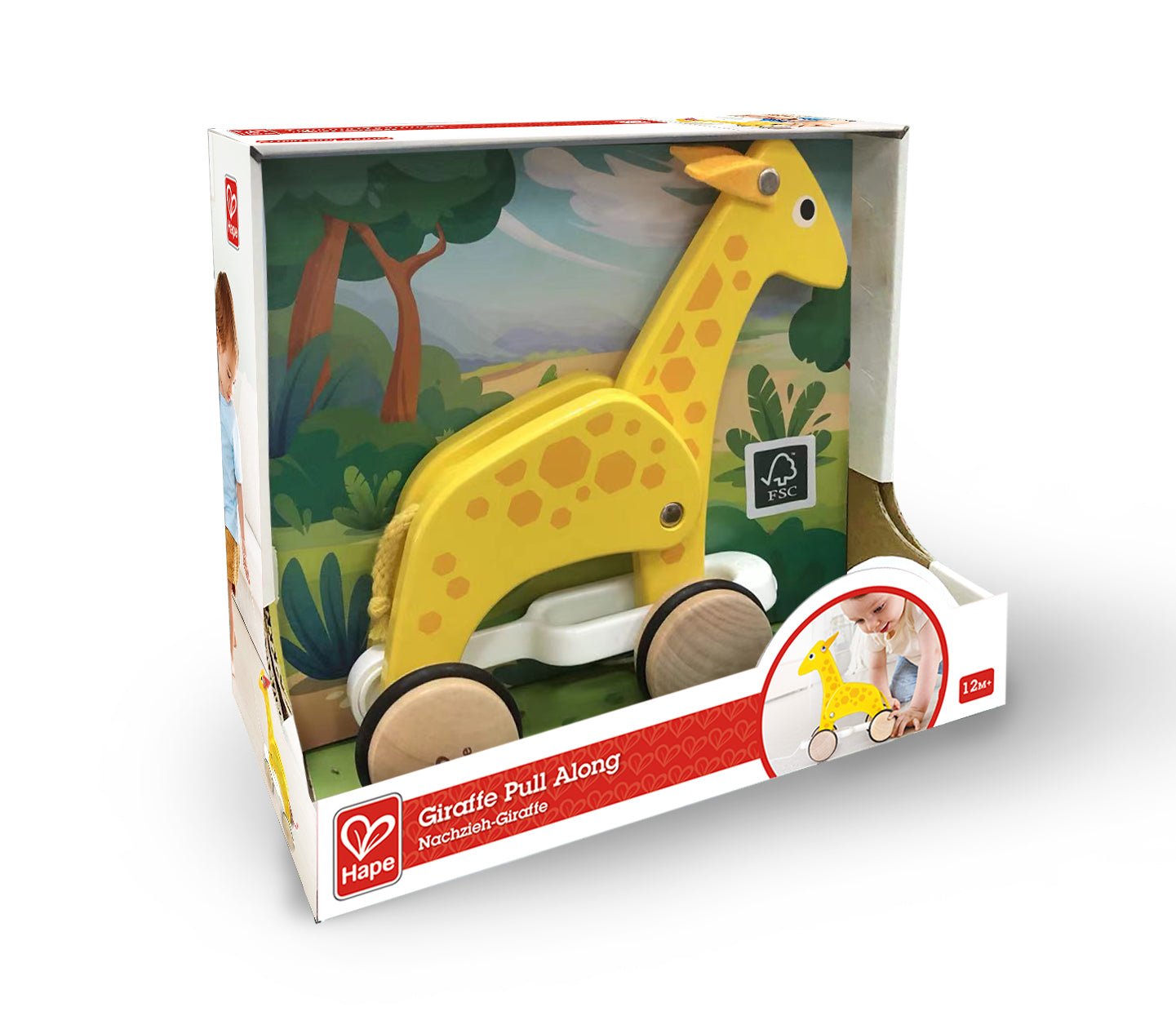 Hape Push and Pull Giraffe Wooden Pull Along Toy - Premium for Kids in Qatar | Toysaro.com