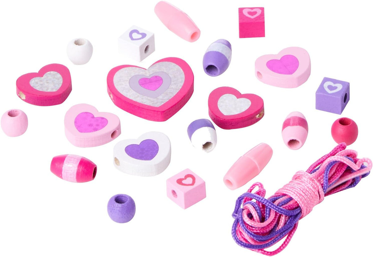 Melissa and Doug Shimmering Hearts Wooden Bead Set - Premium for Kids in Qatar | Toysaro.com