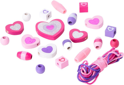 Melissa and Doug Shimmering Hearts Wooden Bead Set - Premium for Kids in Qatar | Toysaro.com