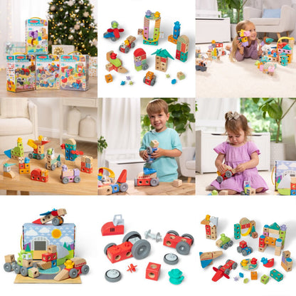 Melissa an d Doug Wooden Blockables Vehicles Play Set (54 PCS) - Premium for Kids in Qatar | Toysaro.com