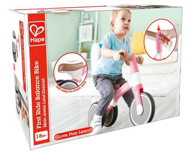 Hape Toddler Ride On Balance Bike| Adjustable and Lightweight No - Pedal Training Bike | with Silent Non - Marking Wheels | Light Pink, for Toddlers 12 Months+ - Premium for Kids in Qatar | Toysaro.com