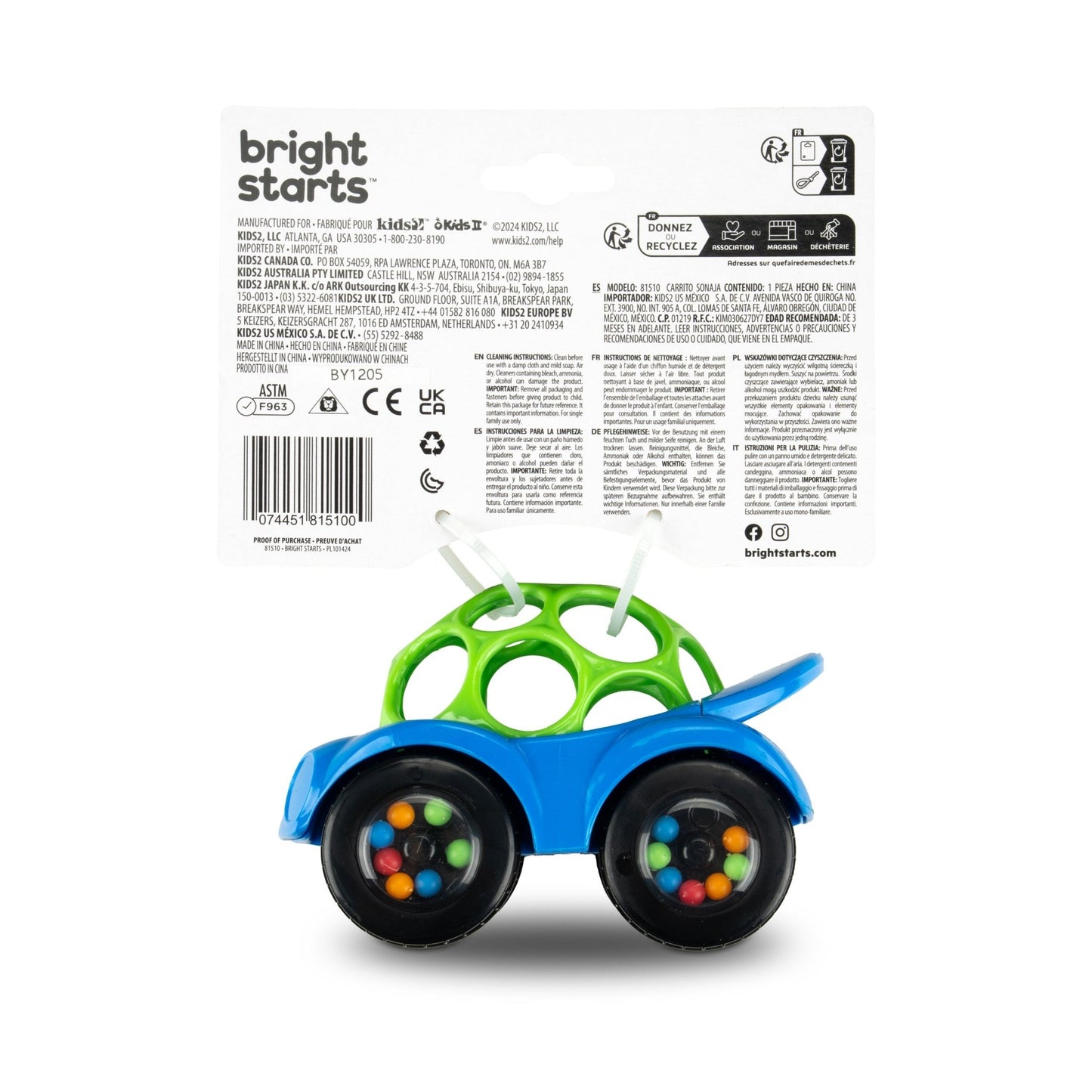 Bright Starts™Rattle & Roll™ Toy - red + blue - Premium for Kids in Qatar | Toysaro.com