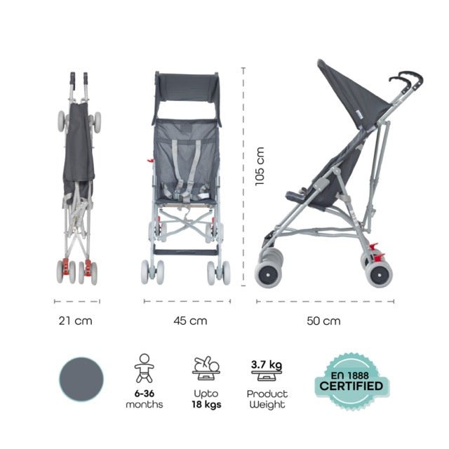 JET - ULTRA LIGHT WEIGHT/COMPACT FOLD BUGGY STROLLER (RED) MOON - Premium for Kids in Qatar | Toysaro.com