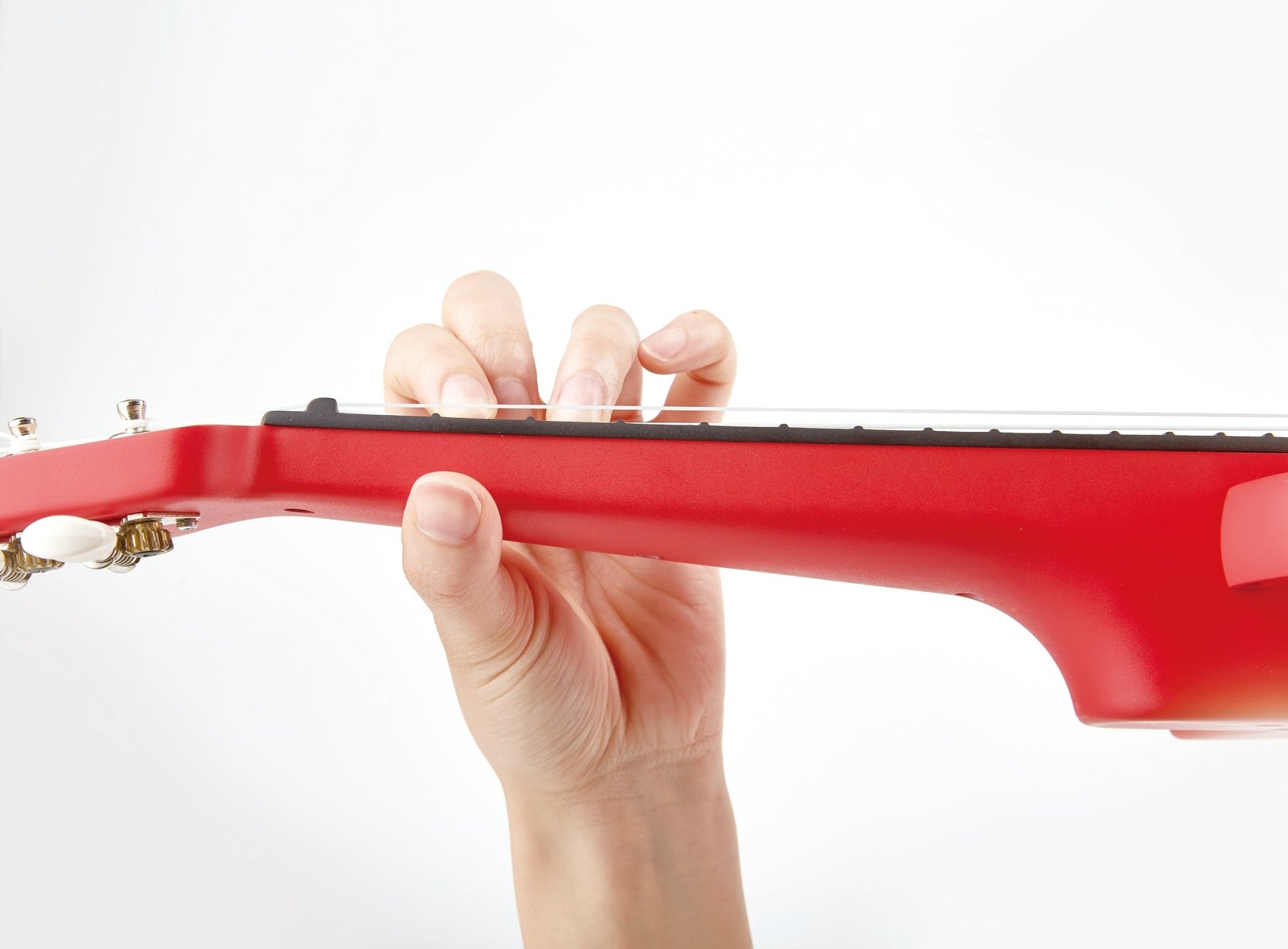 Hape Learn with Lights Electric Ukulele Wooden Instrument Red - Premium for Kids in Qatar | Toysaro.com