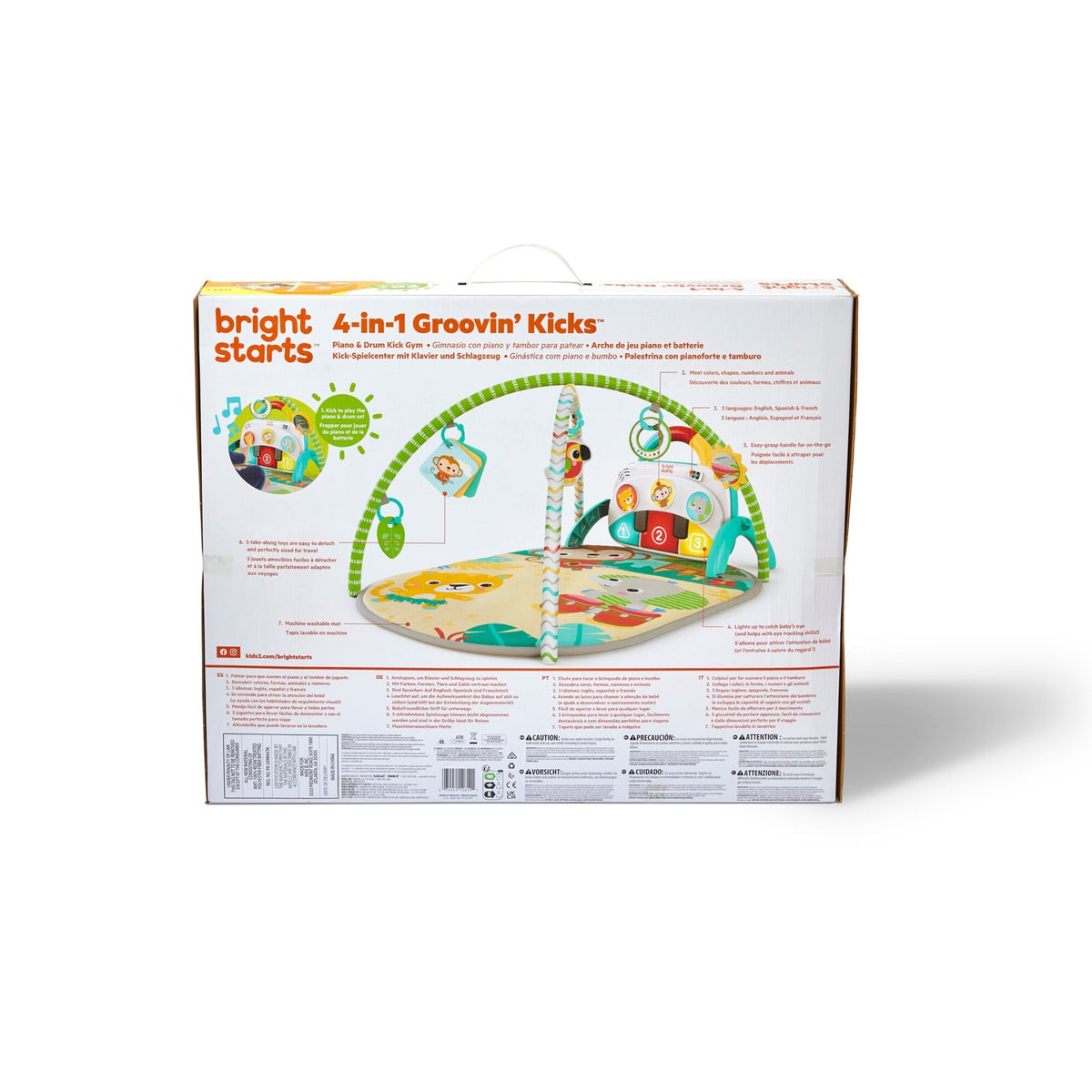 Bright Starts 4 - in - 1 Groovin’ Kicks Piano & Drum Kick Gym - Tropical Safari - Premium for Kids in Qatar | Toysaro.com