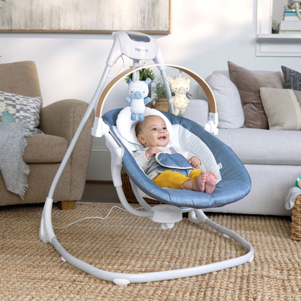 Ingenuity™ SimpleComfort™ Compact Soothing Swing - Chambray - Premium for Kids in Qatar | Toysaro.com