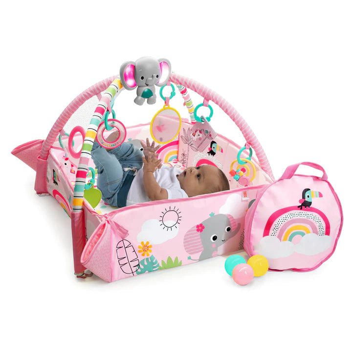 Bright Starts 5 - in - 1 Your Way Ball Play Activity Gym & Ball Pit - Rainbow Tropics - Premium for Kids in Qatar | Toysaro.com