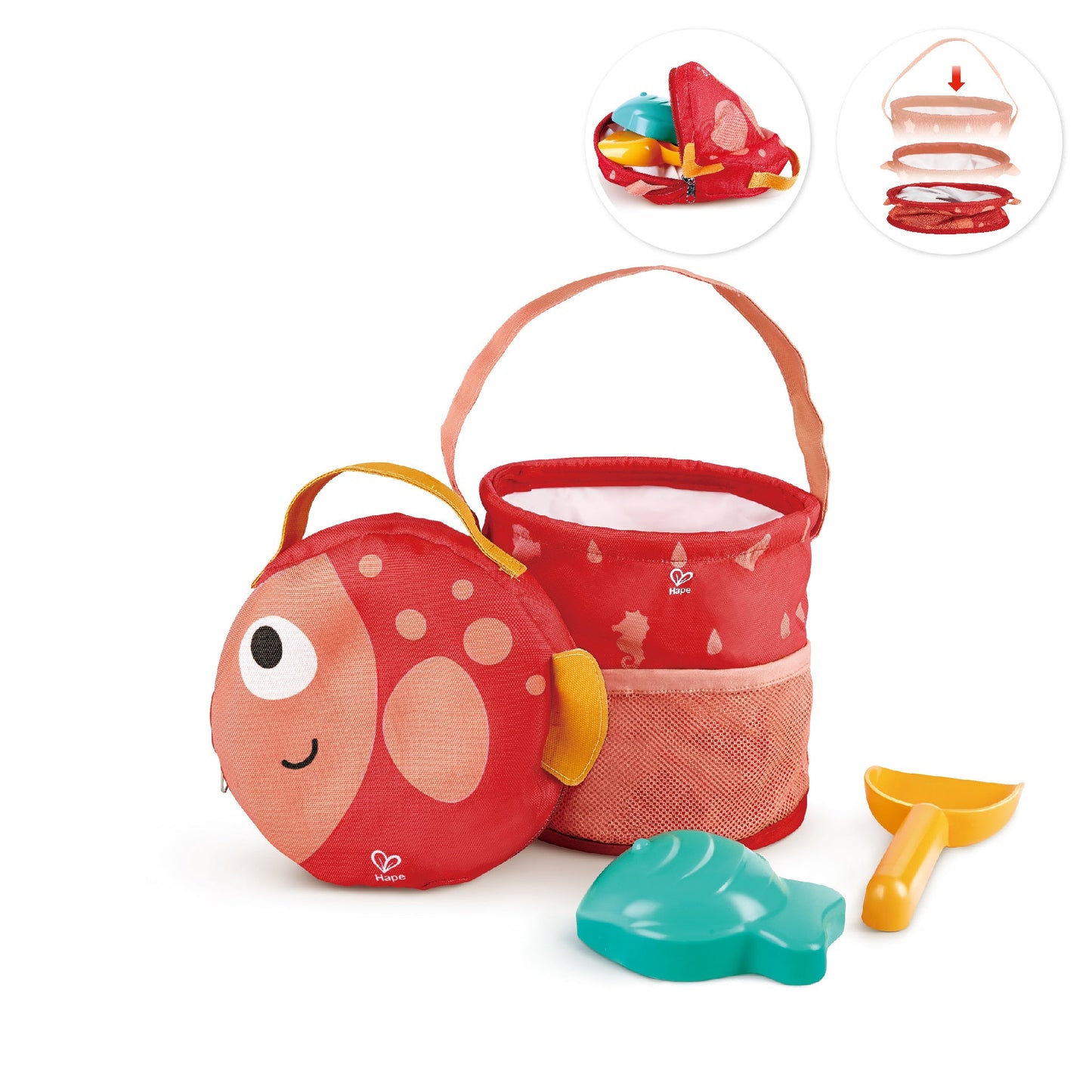 Hape - Fold and Go Sand & Beach Set with Canvas Bag - 4pcs - Premium for Kids in Qatar | Toysaro.com