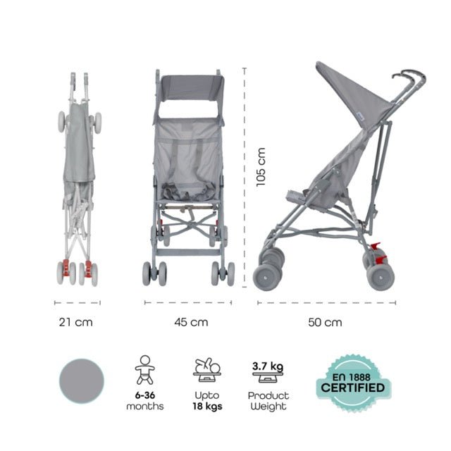 JET - ULTRA LIGHT WEIGHT/COMPACT FOLD BUGGY STROLLER (LIGHT BLUE) MOON - Premium for Kids in Qatar | Toysaro.com