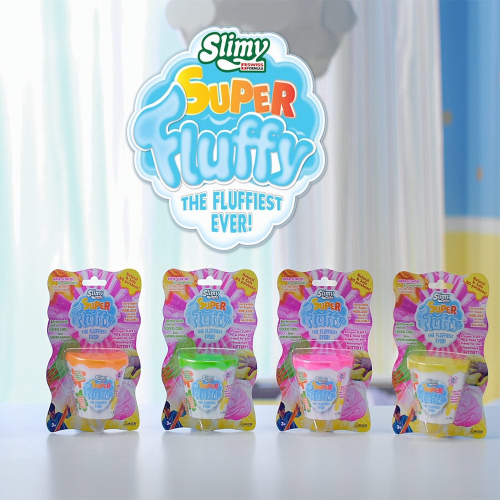 SUPER FLUFFY SLIMY on BLISTERCARD 100 gr. pink, yellow, orange and green - Premium for Kids in Qatar | Toysaro.com