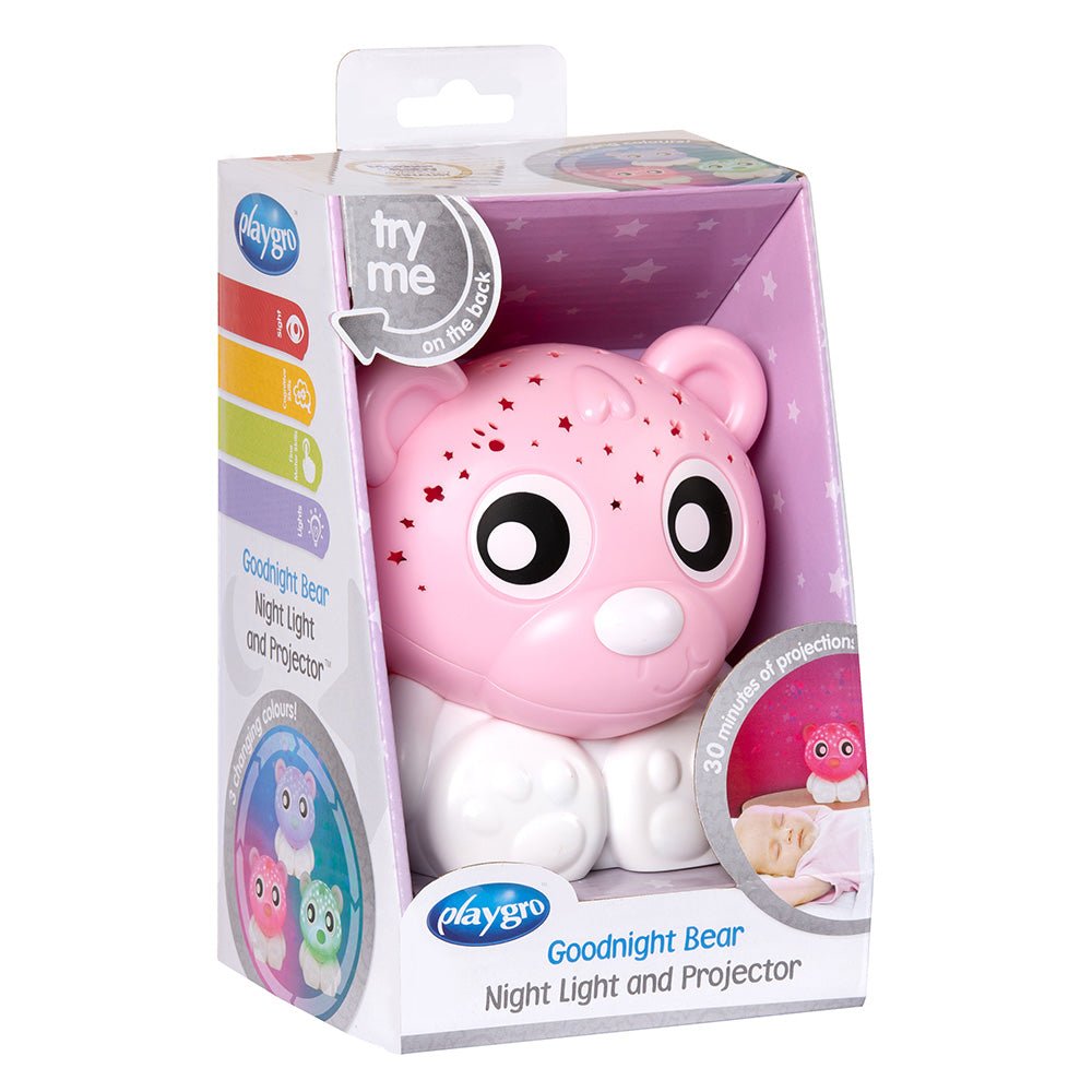 playgro Goodnight Bear Night Light and Projector (Pink and White) - Premium for Kids in Qatar | Toysaro.com